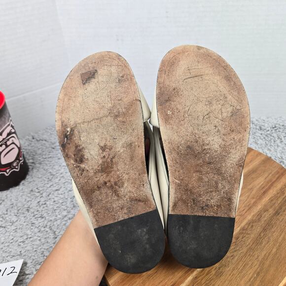 Emme Parsons Womens 38 Folded Slide White Black Leather Crossover Daily Sandals - Picture 7 of 11